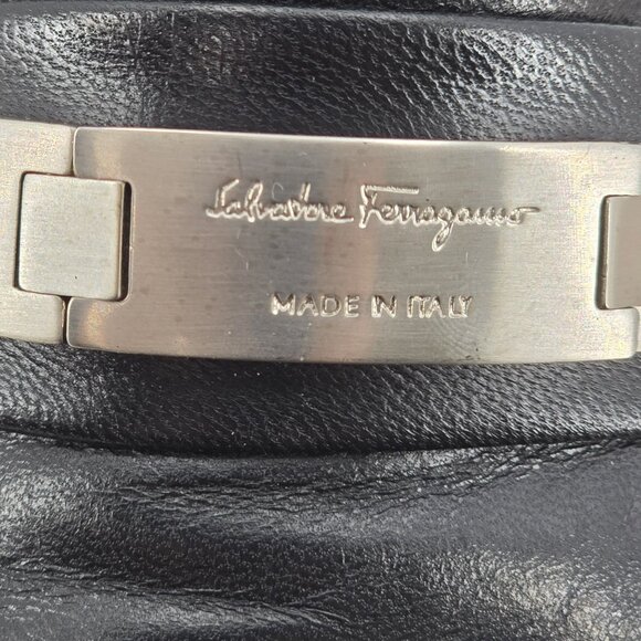 Salvatore Ferragamo Italy Men's 8.5D Black Leather Dress Shoes Logo Bit Loafers - Picture 11 of 11